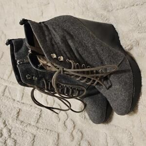 Michael Kors Kaspar Womens Gray Wool Heeled Lace-Up Ankle Boot Wedges 7.5